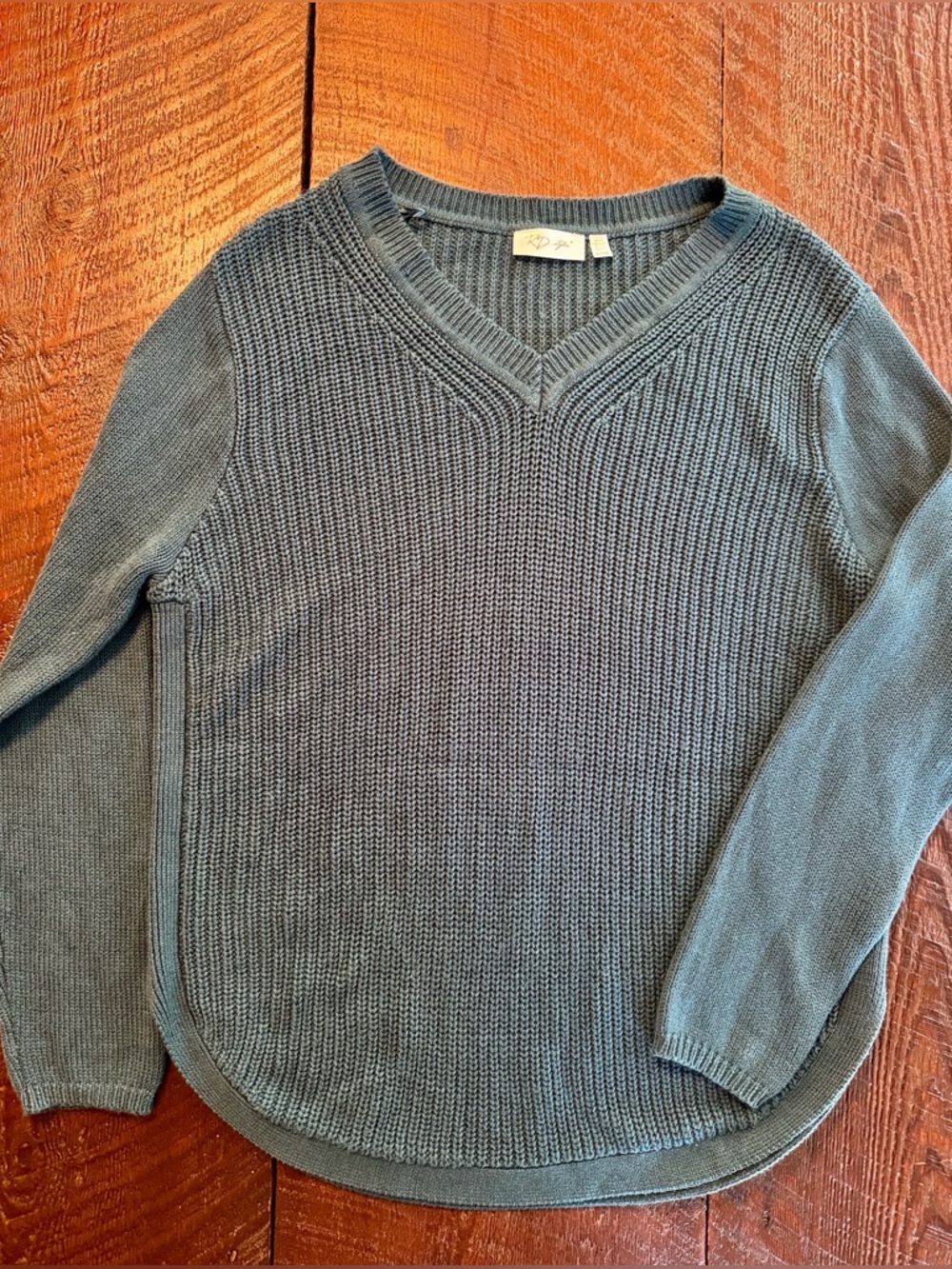 Turquoise Ribbed Knit Sweater Top | V-Neck Lightweight Teal Pullover